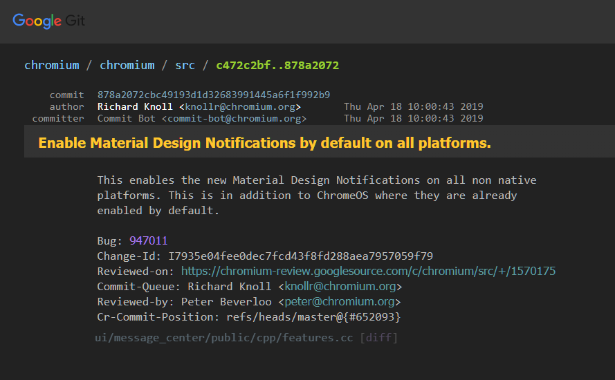 chromium git log night