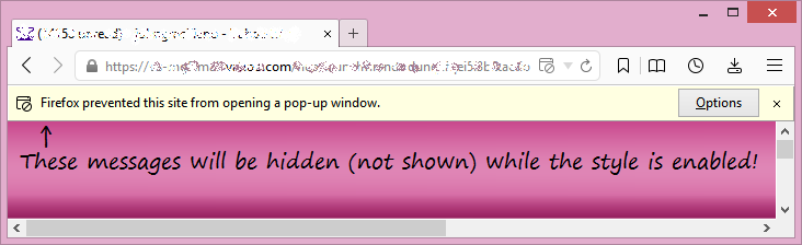Hide Firefox Blocked Pop-Up Message