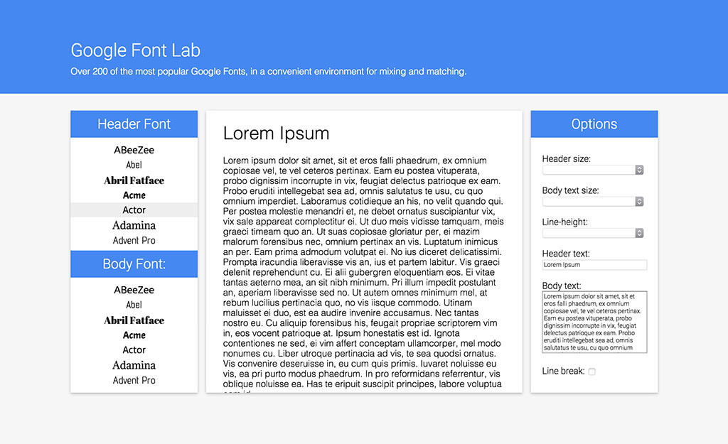 Google Font Lab