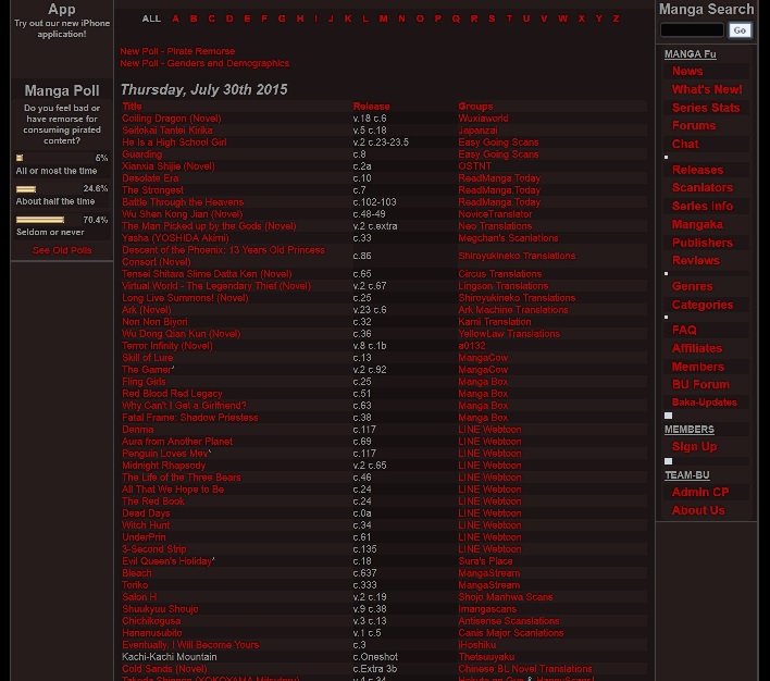 A Dark Mangaupdates theme