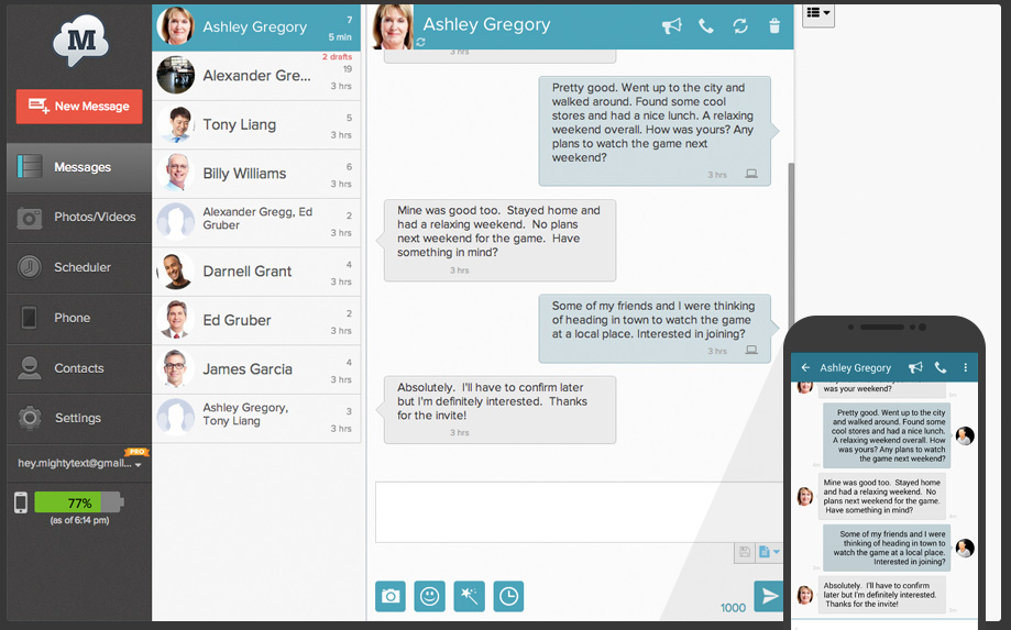 MightyText | hide promo elements by Fire Lite