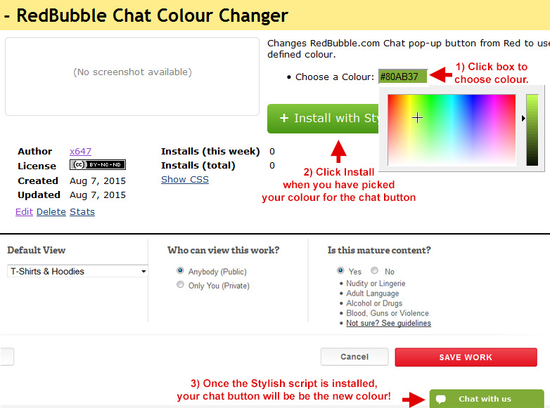 RedBubble Chat Colour Changer