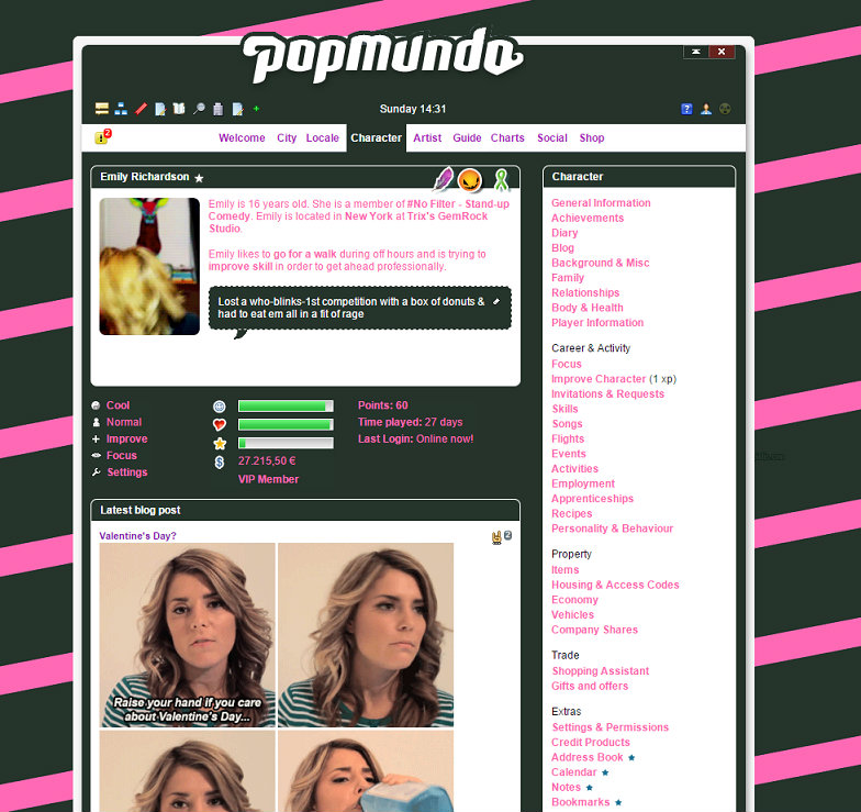 Popmundo V2 Theme - Black/White -  Hot Pink