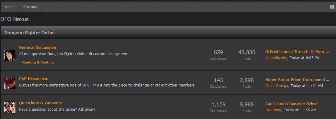 DFO Nexus - Hide forum sections