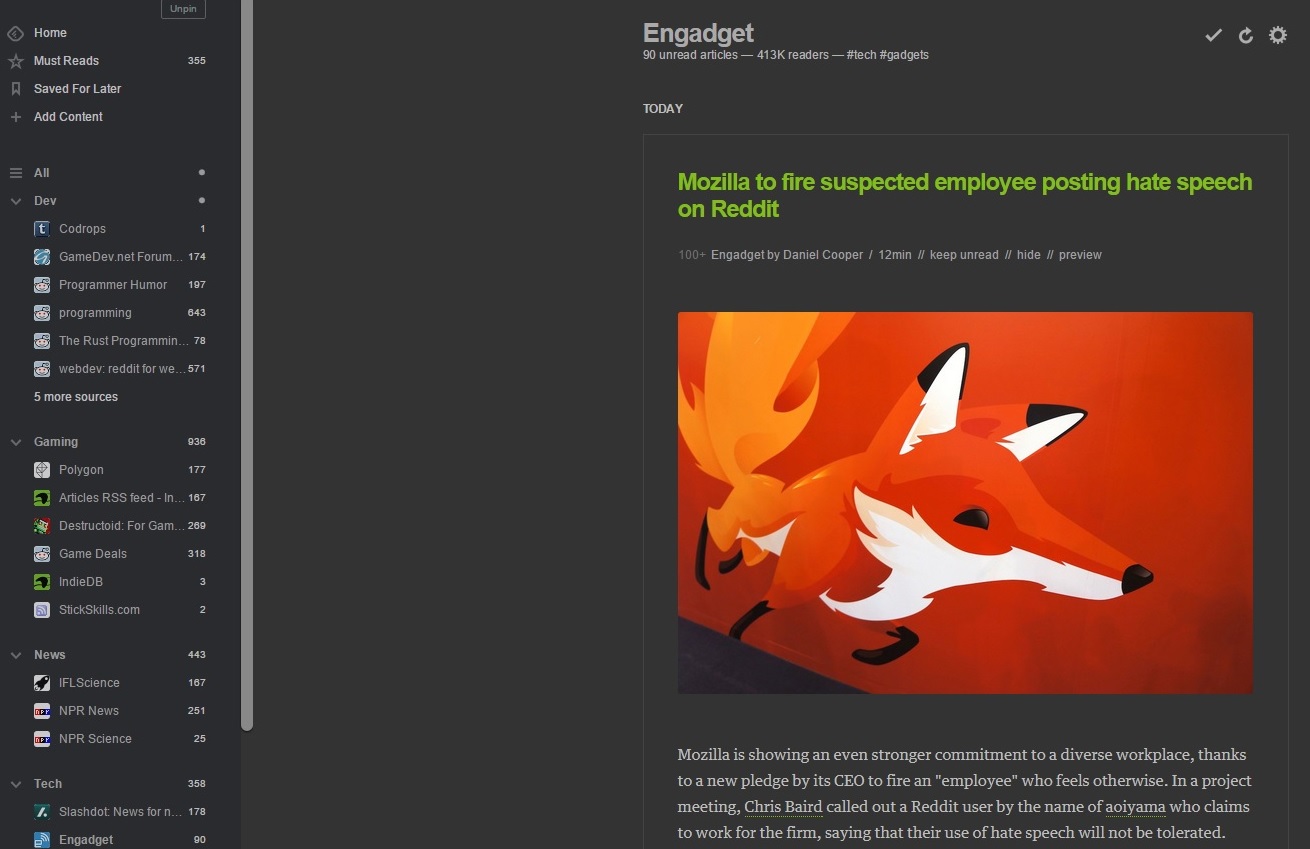 Feedly Dark Scrollbars (To go with Hauschild's)