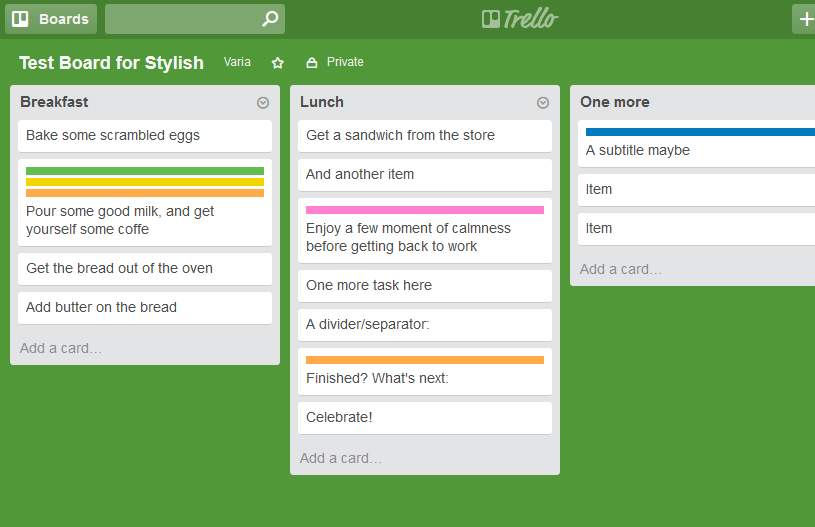 Trello: full width labels (no text)