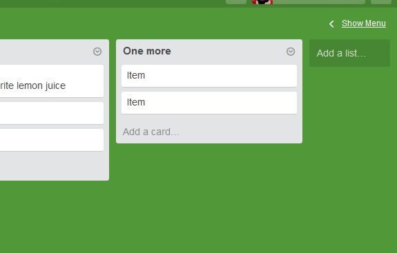 Trello: smaller "Add new list" link