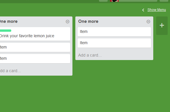 Trello: "Add a new list" becomes plus icon