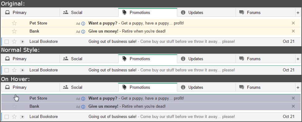 Gmail Hide Promotion Ads