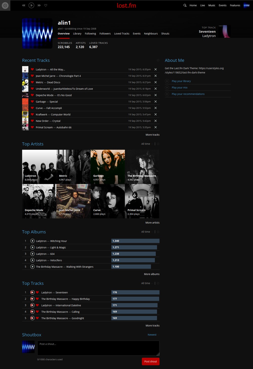 Last.fm dark theme