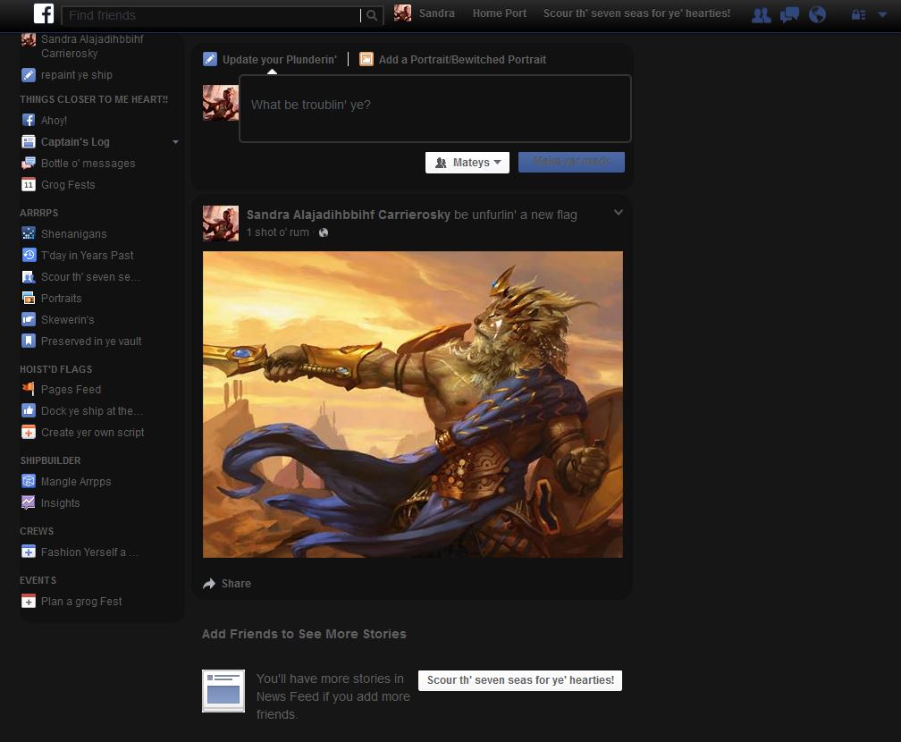 Simple Dark Customizable Facebook Theme