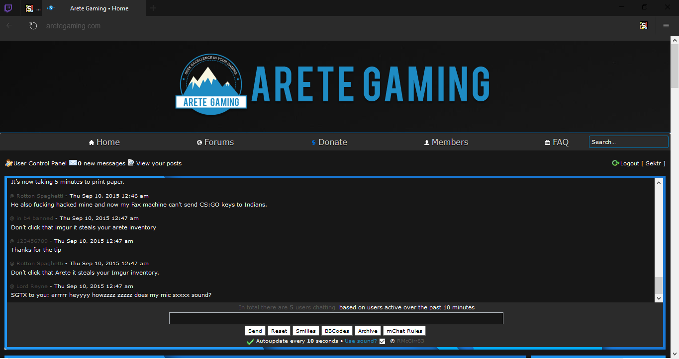 Arete Gaming | Dark Theme