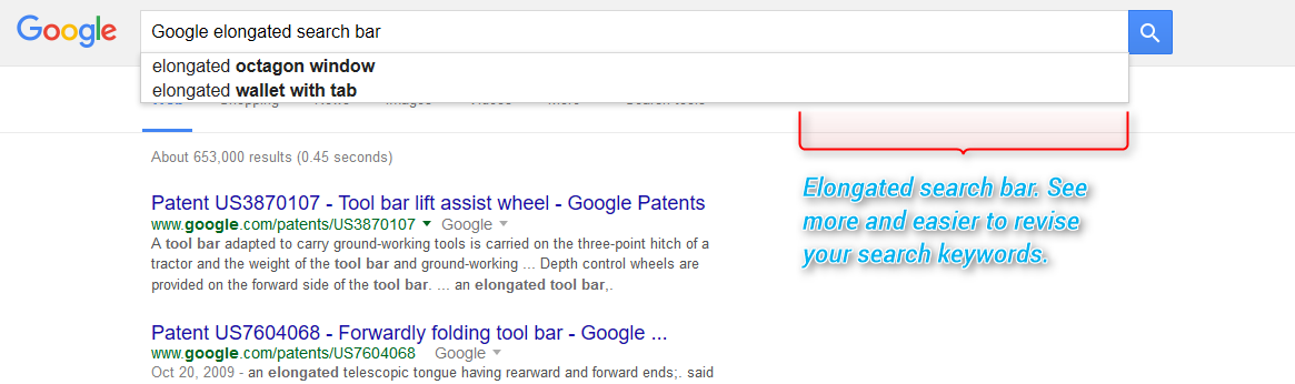 Google elongated search bar