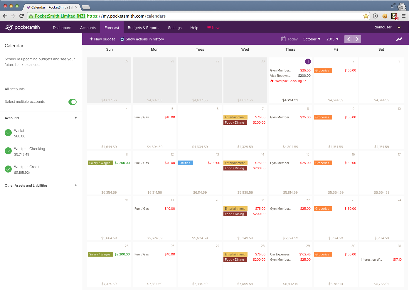 PocketSmith - minimal calendar height