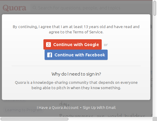 Quora - No SignUp Nagging