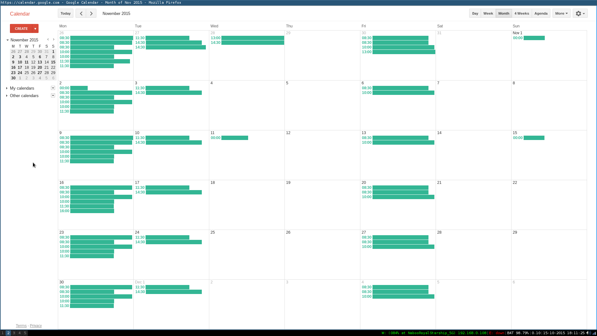 Remove googlebar in calender