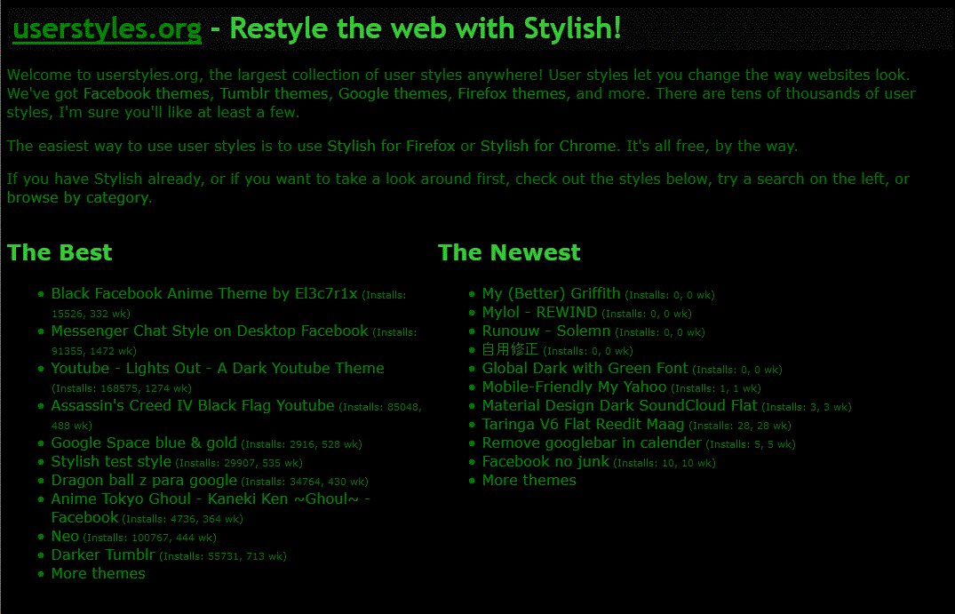 Global Dark with Green Font