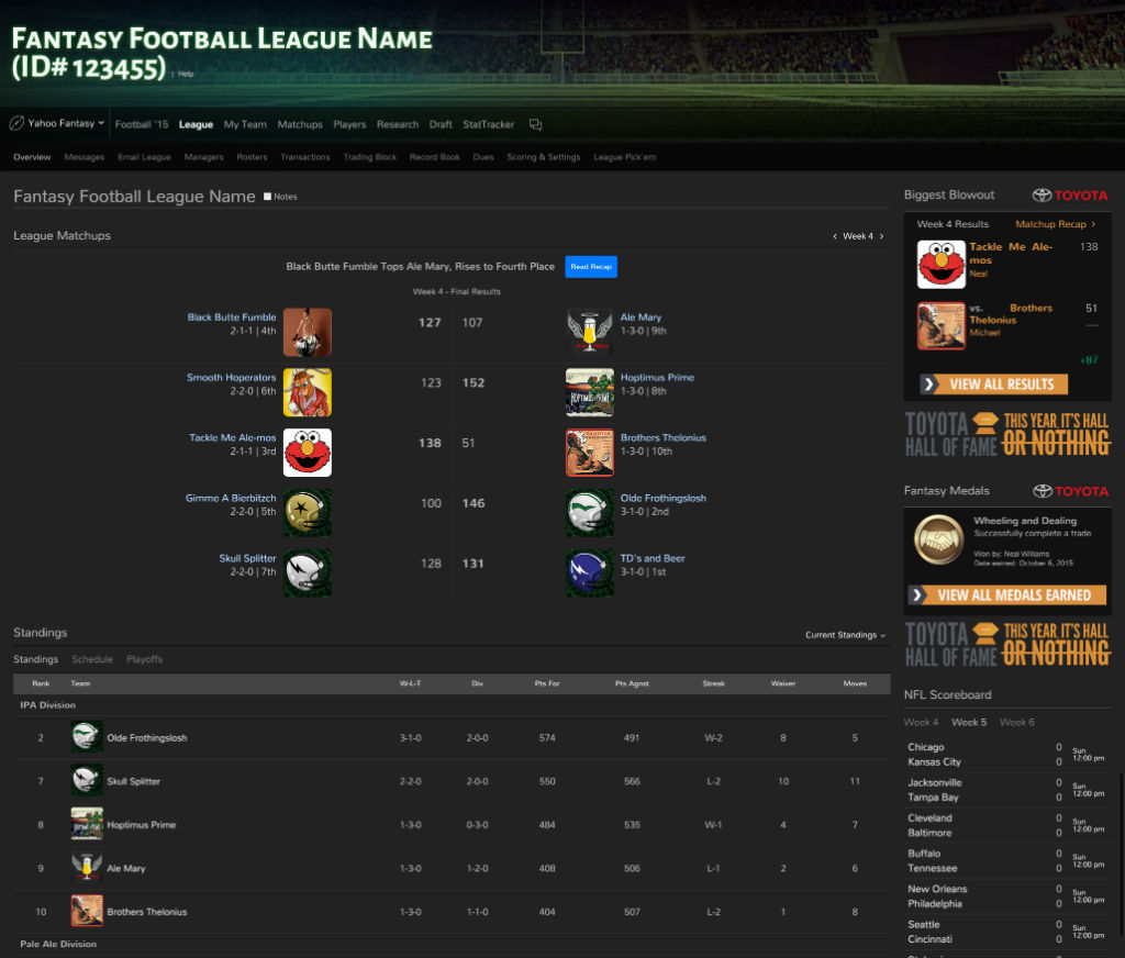 Yahoo! Fantasy Football – Dark, Full Width