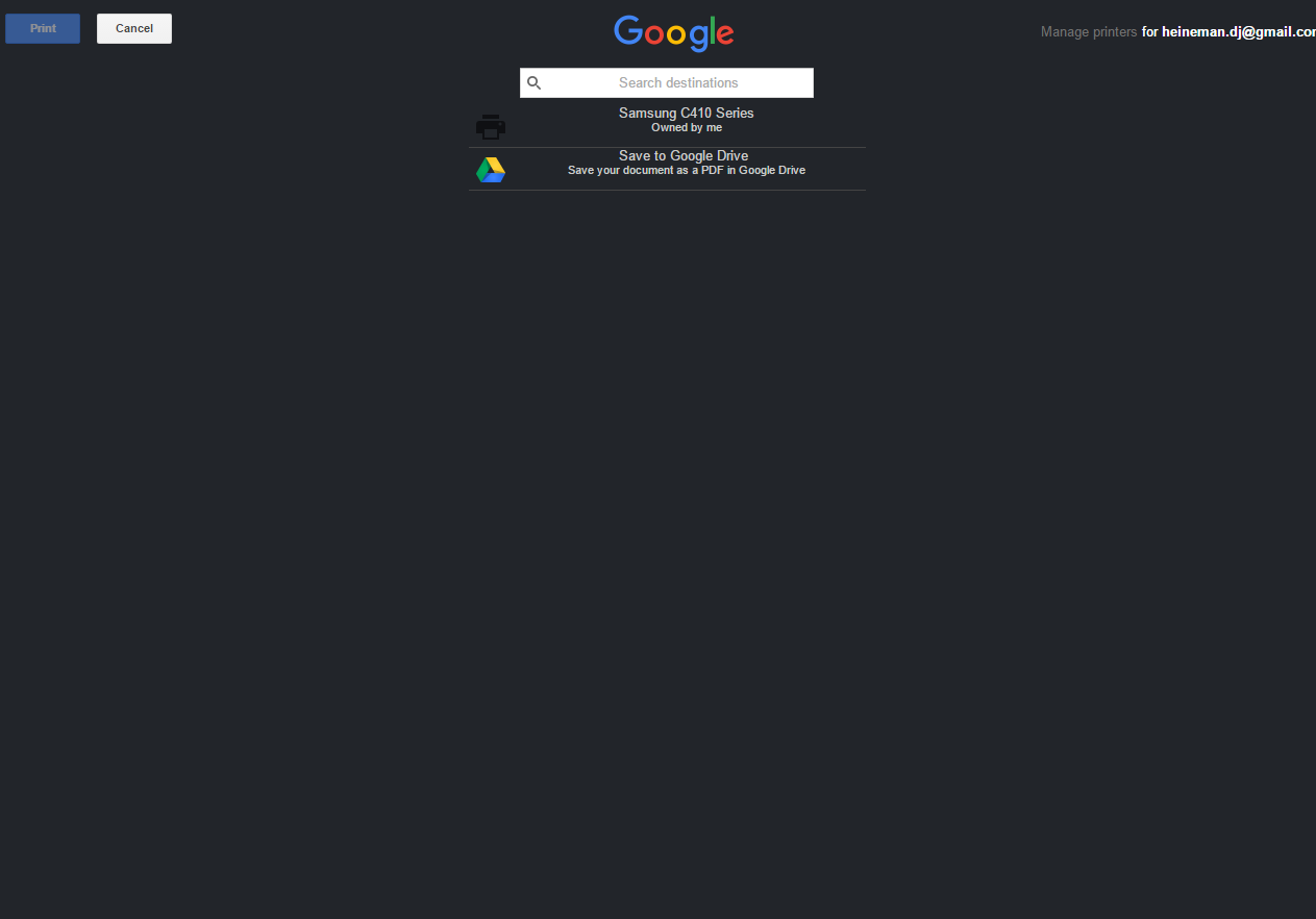 Google Cloud Print - Dark Minimalist