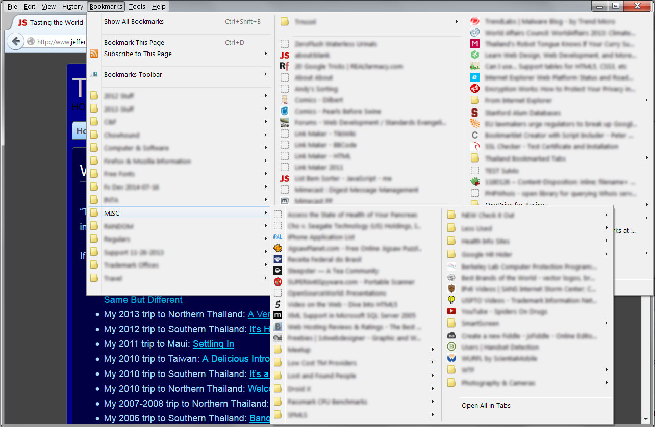 Bookmarks Menu in Multiple Columns (Firefox 32-69)