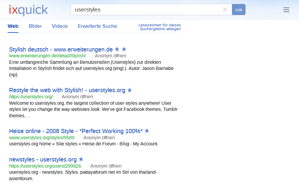 Ixquick without sidebar