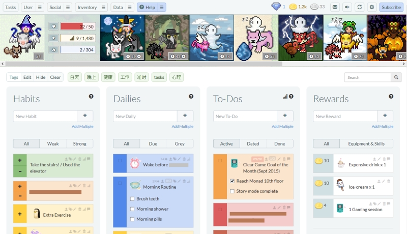 HabitRPG / Habitica, little UI tweaks