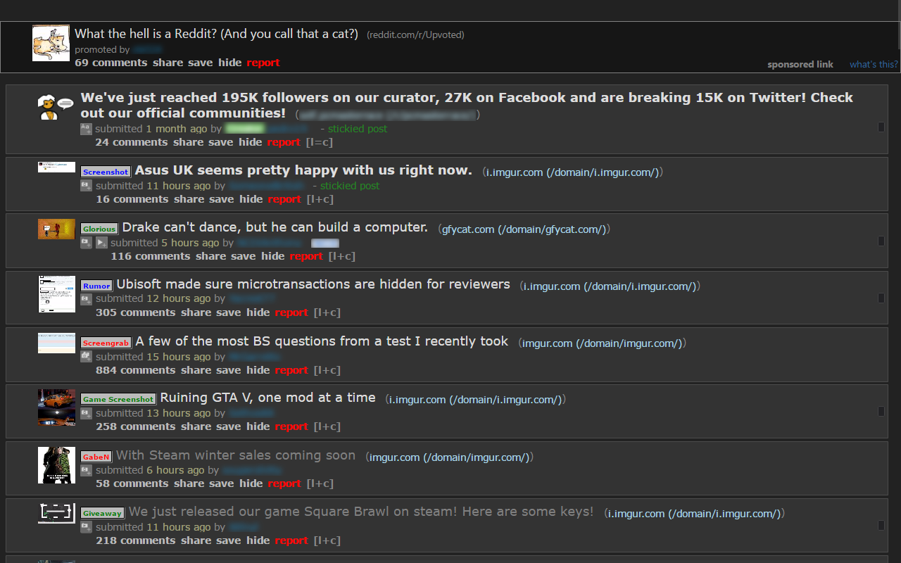 Blur names and subreddits on np.reddit.com