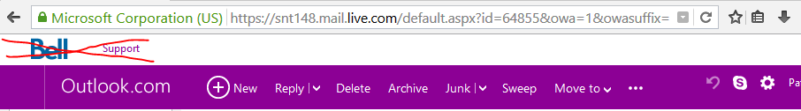 Remove Bell logo from outlook.com