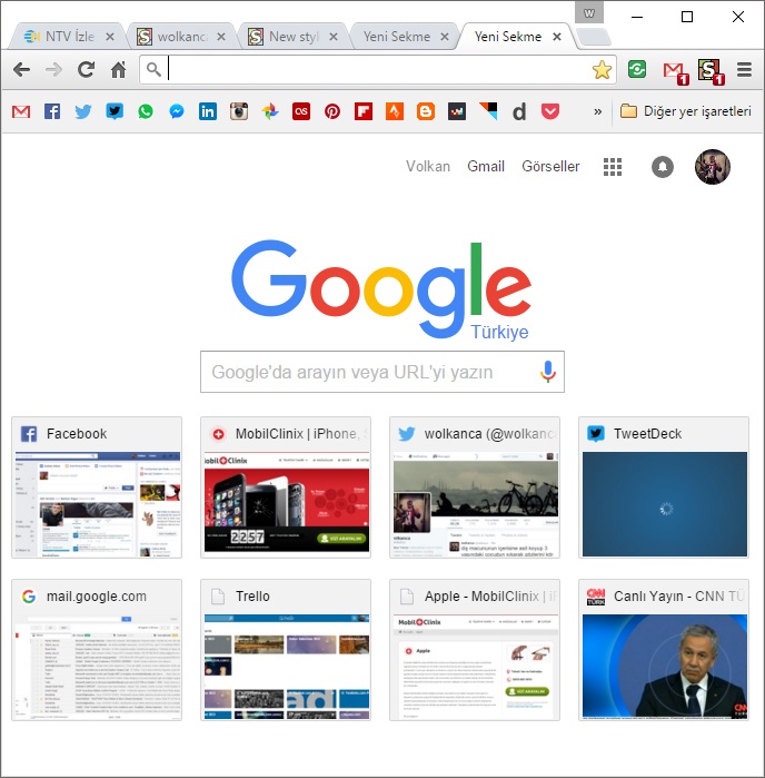 Google Chrome chrome://newtab minimal // TR