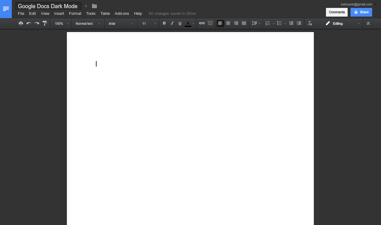 Google Docs Dark UI