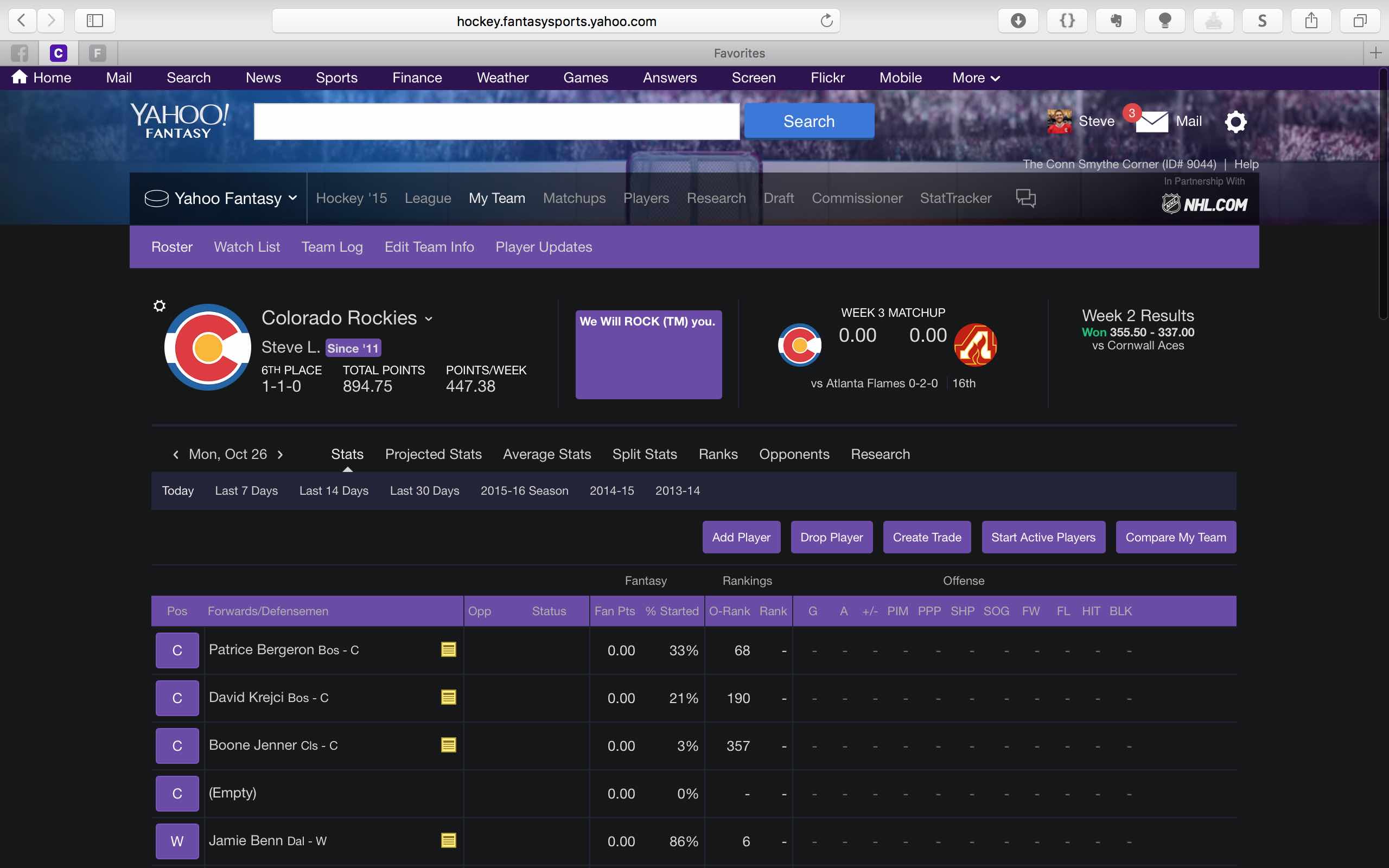Yahoo Fantasy Hockey - Black & Purple