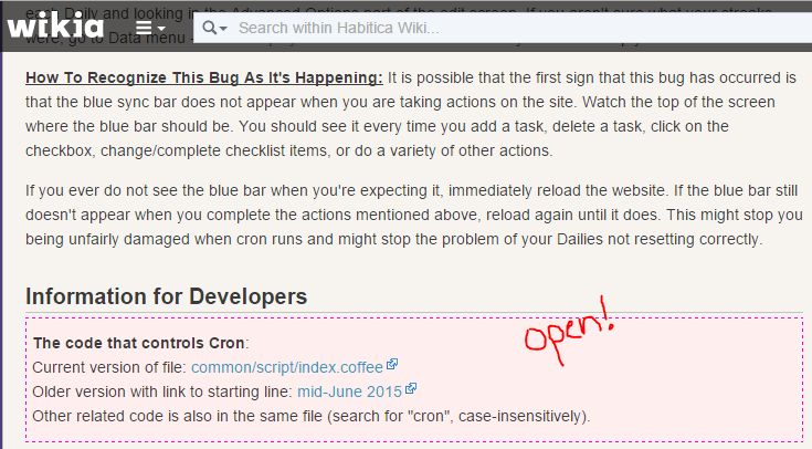 Show dev info on Habitica wiki