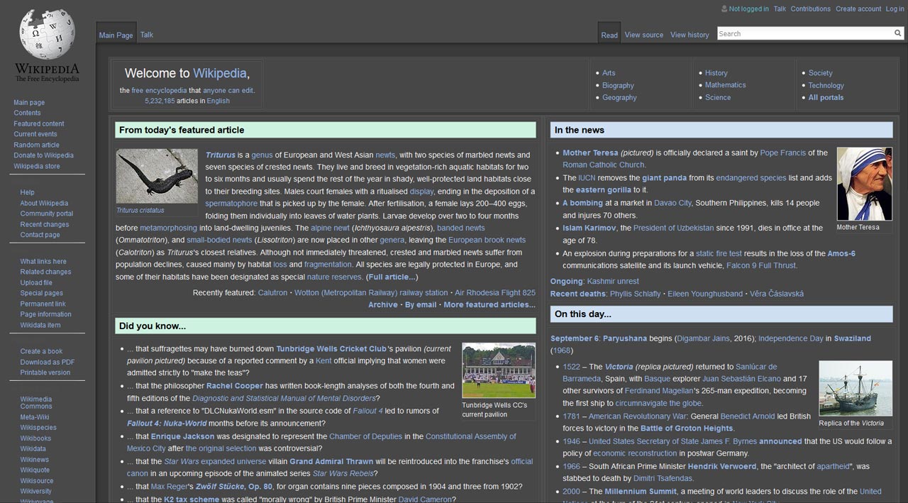 Wikipedia Dark | aperopia