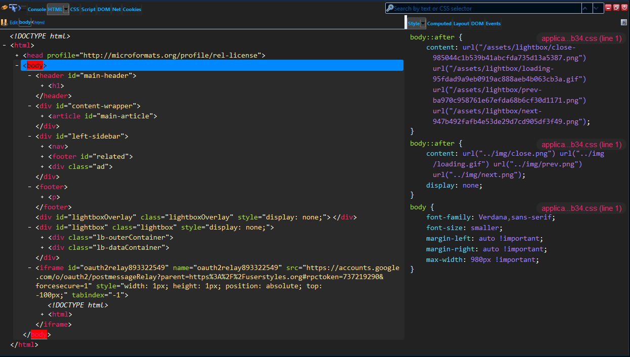 Firebug Dark Theme #1
