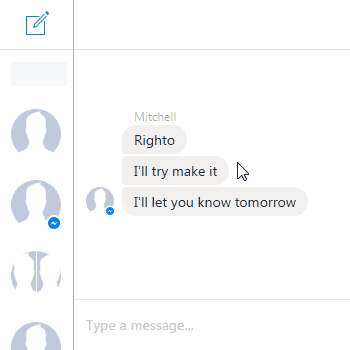 Messenger Convo List Hover Toggle