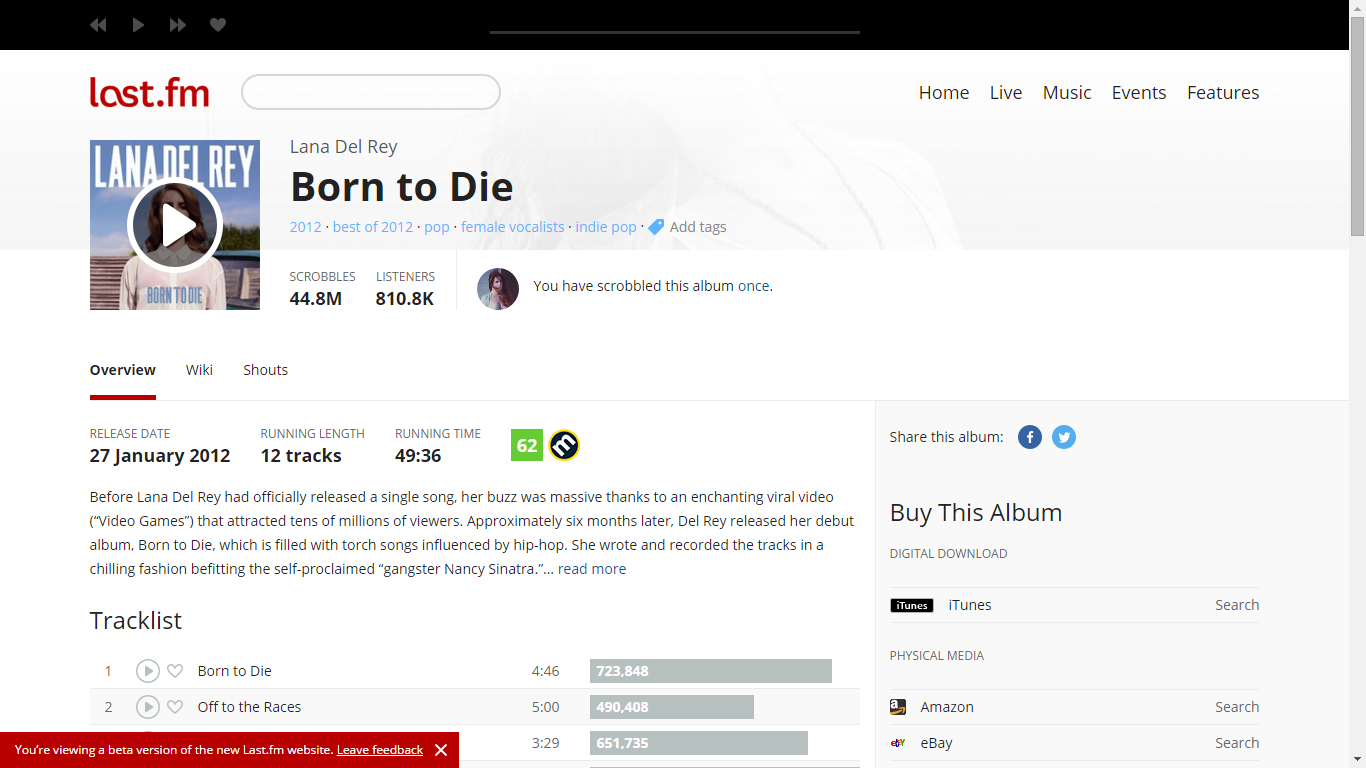 Last Fm - White Header