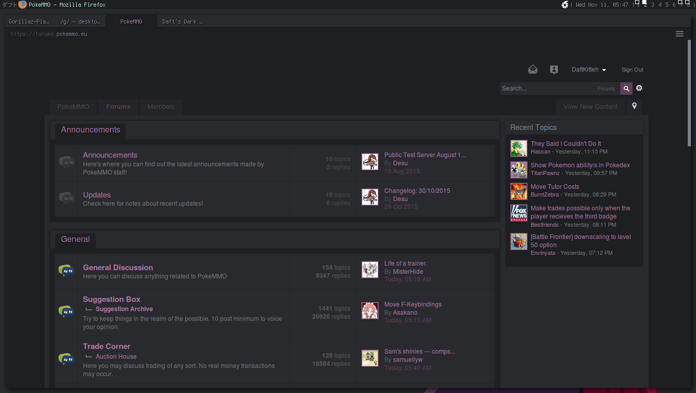 Daft's Dark PokeMMO Theme (90% finished)