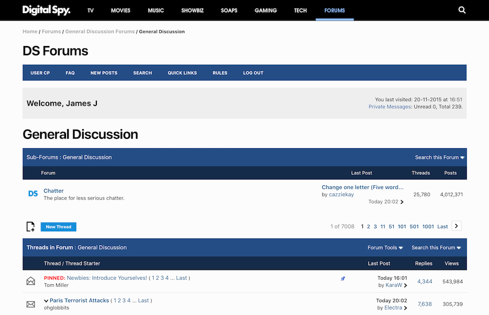 Digital Spy Forums - Blue / Flat