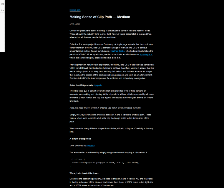 FF reader mode: real black background