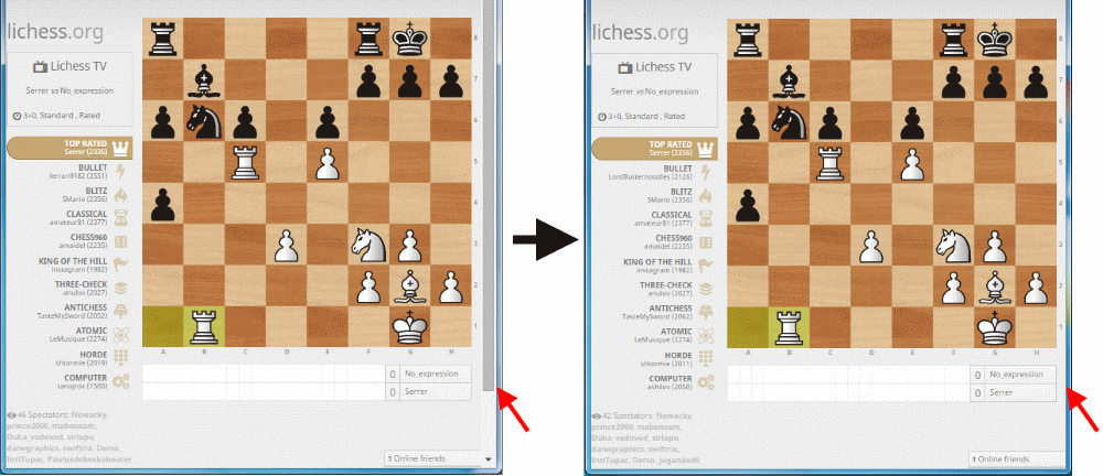 Hide Scrollbar during Games on Lichess.org
