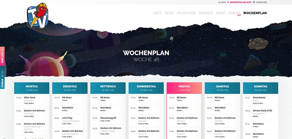 Rocketbeans.tv Wochenplan Fix / Cinema-Mode größer
