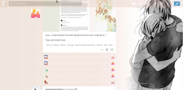 In your arms knt tumblr dashboard theme blackwhite