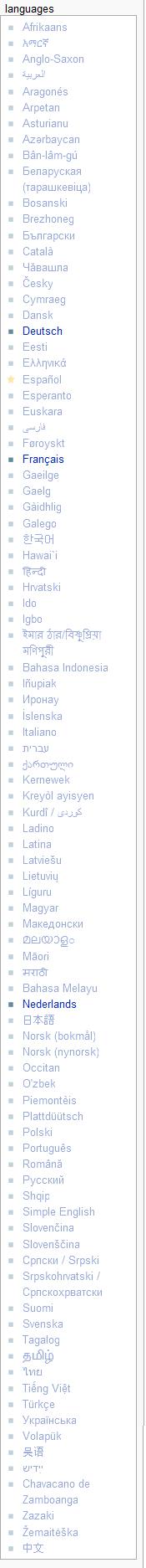 Wikipedia - Fade out languages