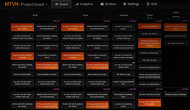 Kanban Tool Dark