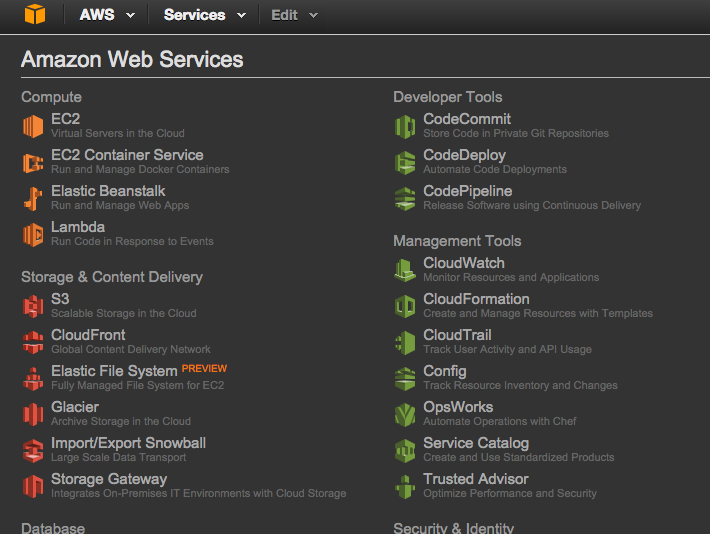 AWS Console and docs - Dark