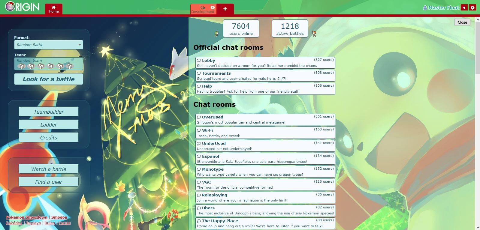 Origin Server Pokemon Showdown Christmas Skin