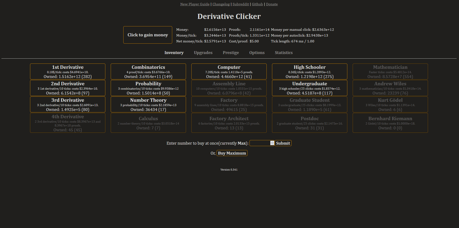 Derivative Clicker