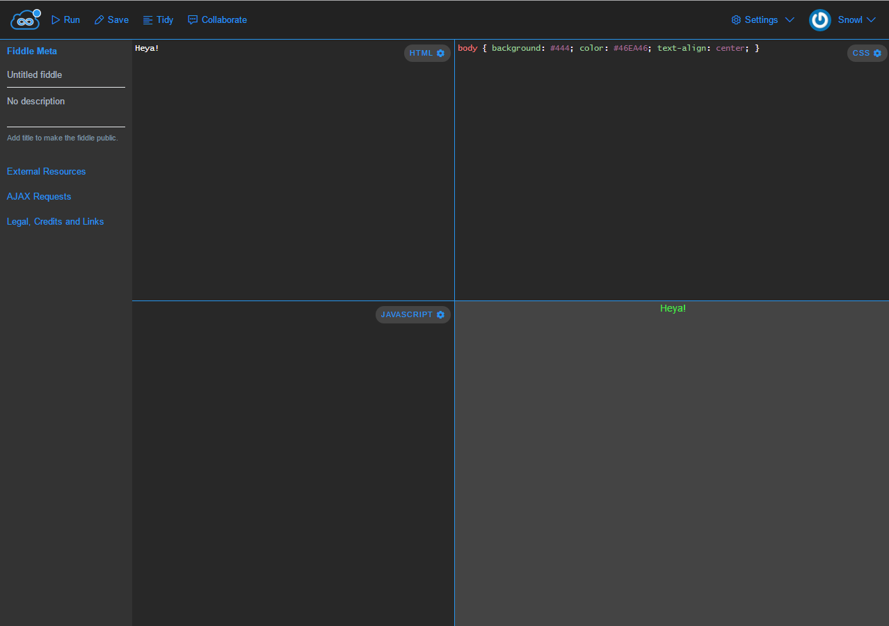 JSFiddle: Night