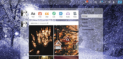 Snowy night tumblr dashboard theme
