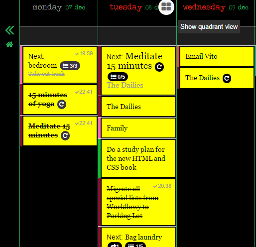 Week Plan dark with yellow cards